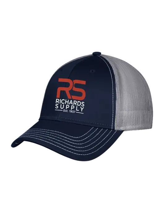Navy/Grey Mesh Trucker Cap Snap Back w/Richards Supply Logo