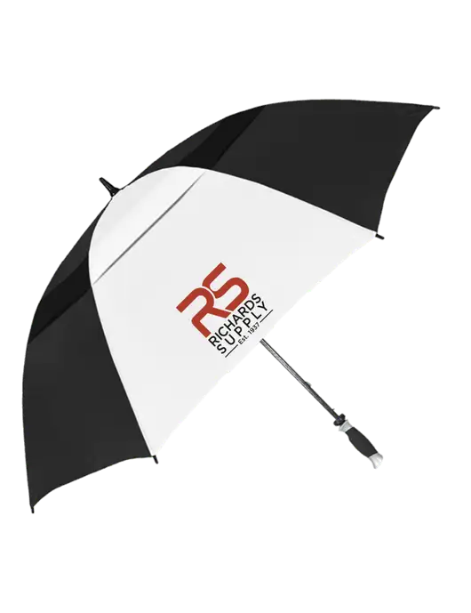 Black/White Vented Typhoon Tamer Golf Umbrella w/Richards Supply Logo