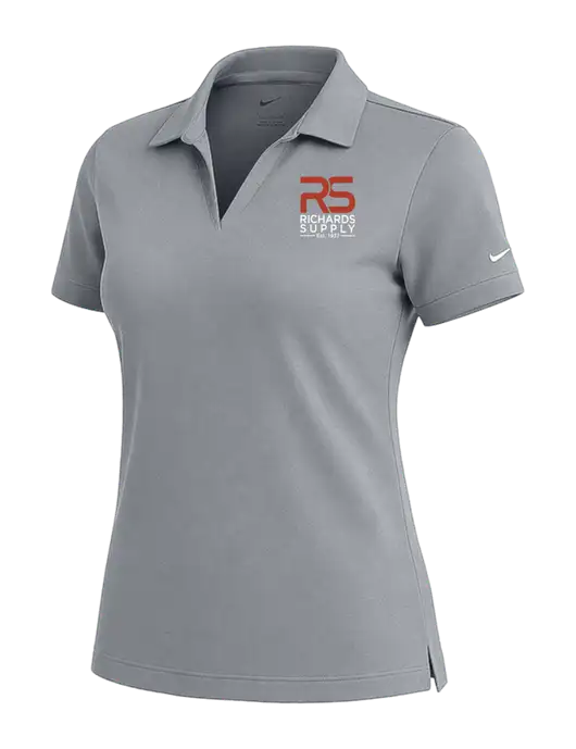 NIKE Medium Grey Womens Dri-Fit Micro Pique Polo w/Richards Supply Logo