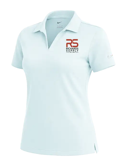 NIKE Very Light Blue Womens Dri-Fit Micro Pique Polo w/Richards Supply Logo