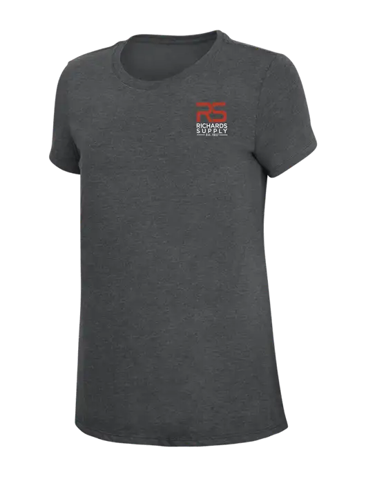 Womens Simply Soft Charcoal 4.5oz Poly/Combed Ring Spun Cotton T-Shirt w/Richards Supply Logo
