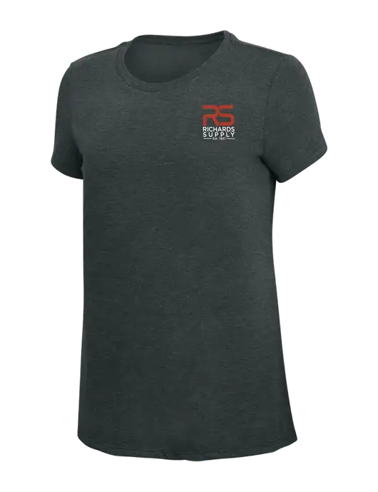 Womens Simply Soft Black Frost 4.5oz Poly/Combed Ring Spun Cotton T-Shirt w/Richards Supply Logo