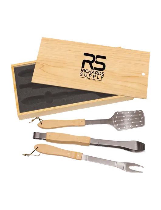 Wood BBQ Gift Set w/Richards Supply Logo