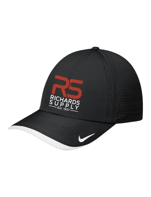 Nike Black/White Dri-FIT Perforated Performance Cap w/Richards Supply Logo
