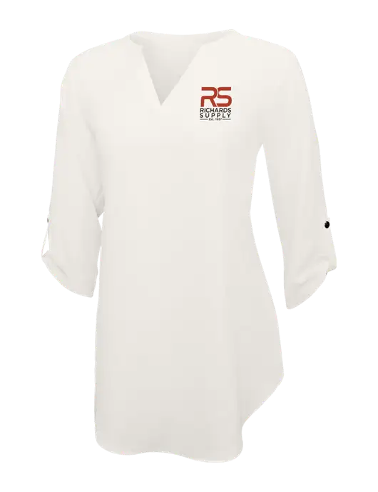 Ivory Womens 3/4 Sleeve Tunic Blouse w/Richards Supply Logo