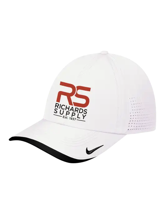 Nike White/Black Dri-FIT Perforated Performance Cap w/Richards Supply Logo