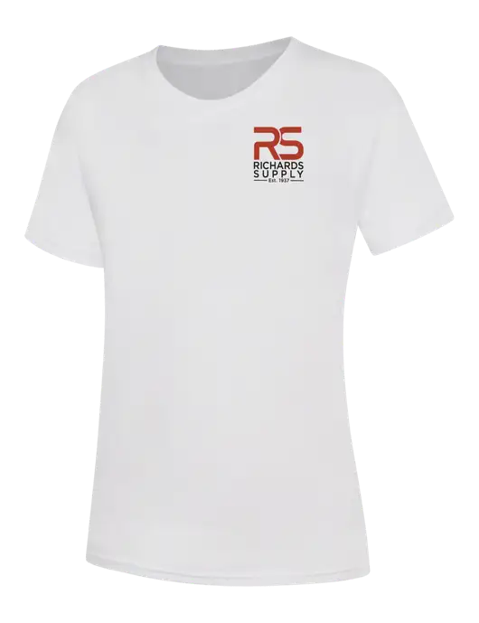 Womens White Core Blend Tee w/Richards Supply Logo