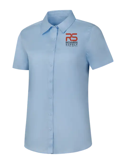 Womens Light Blue Short Sleeve Superpro React Twill Shirt w/Richards Supply Logo