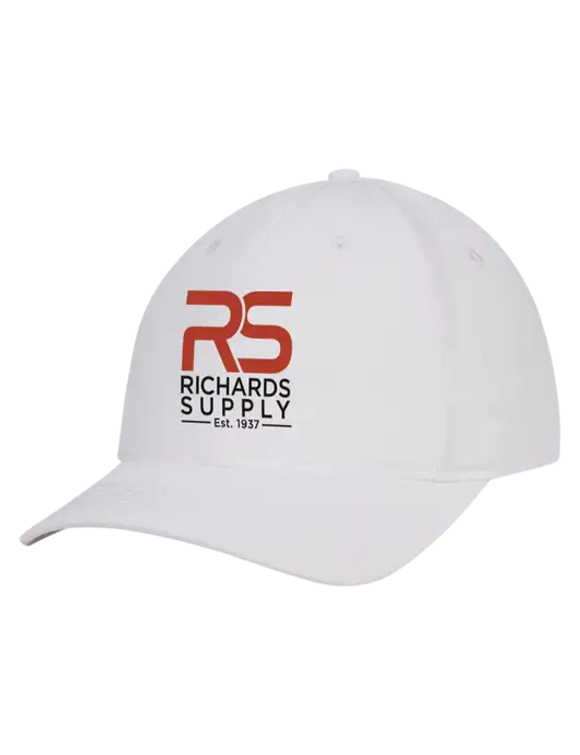 White Nylon Twill Performance Cap w/Richards Supply Logo