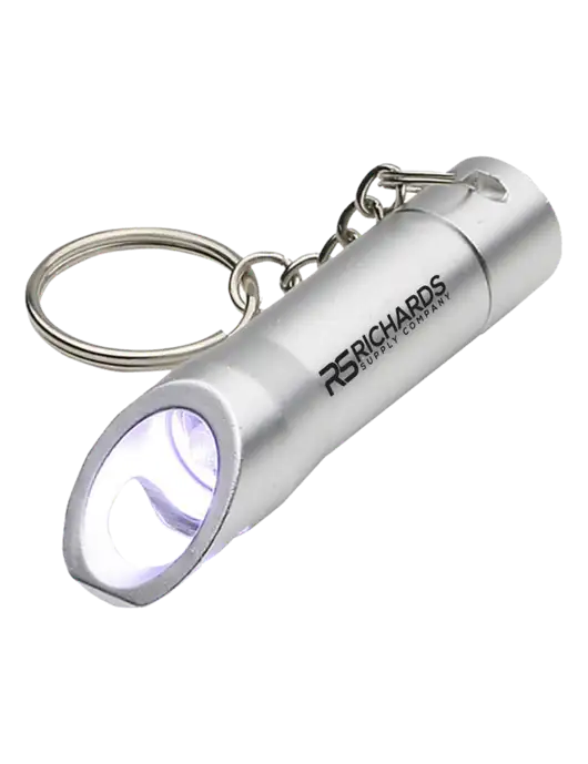 Silver Pocket LED Flashlight with Bottle Opener & Keychain w/Richards Supply Logo