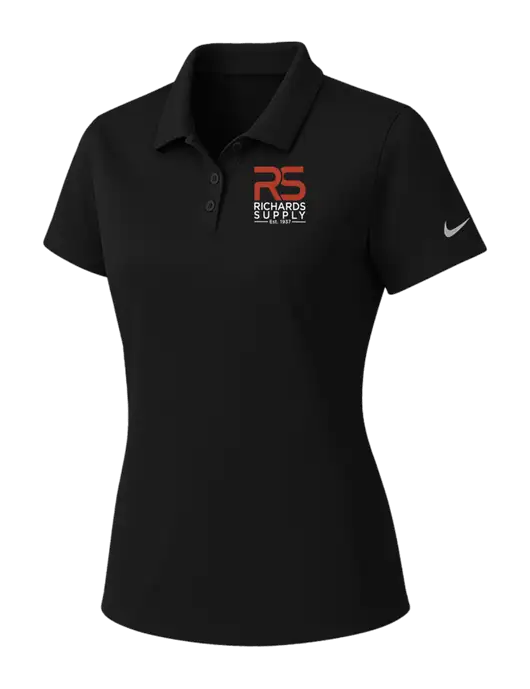Nike Womens Black Dry Essential Solid Polo w/Richards Supply Logo