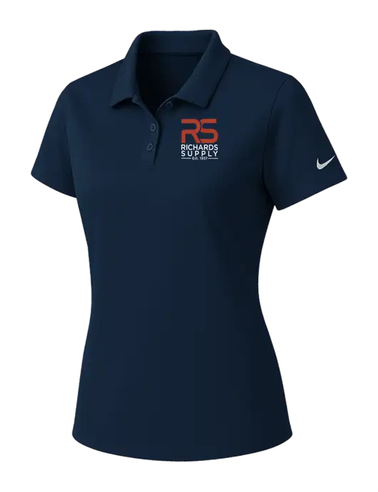 Nike Womens Navy Dry Essential Solid Polo w/Richards Supply Logo