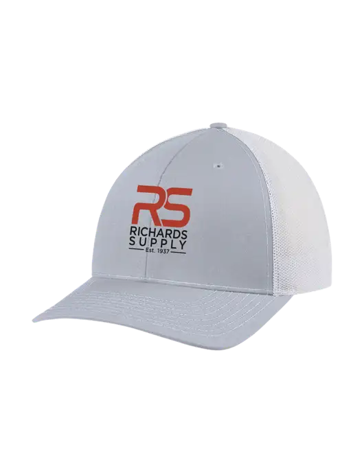 Richardson Adjustable Snapback Original 112 Trucker Cap Light Heather Grey w/White Mesh w/Richards Supply Logo