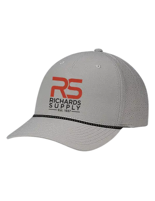 Richardson Laser Perf Performance Light Grey/Black-Grey Rope Cap w/Richards Supply Logo