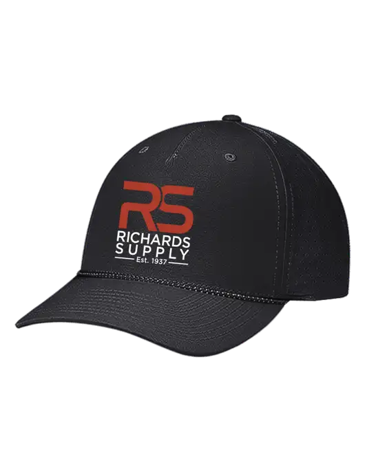 Richardson Laser Perf Performance Black/Black-Grey Rope Cap w/Richards Supply Logo