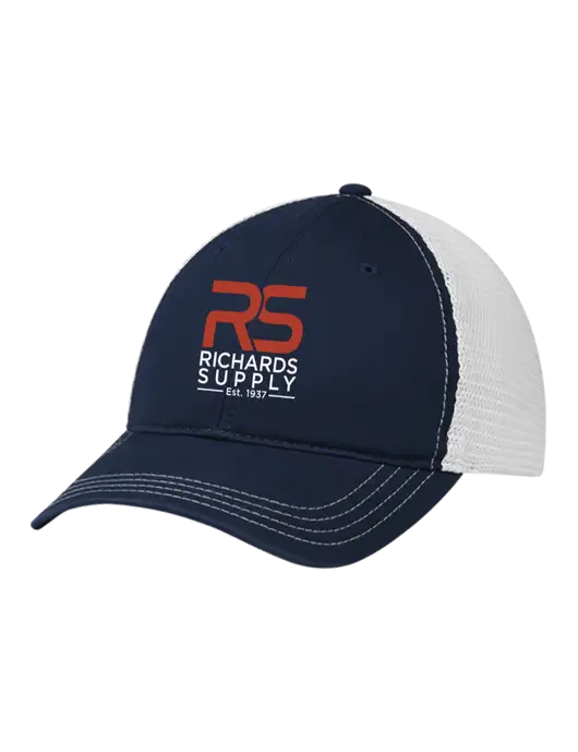 Richardson 111 Garment Washed Trucker Cap Navy w/White Mesh w/Richards Supply Logo