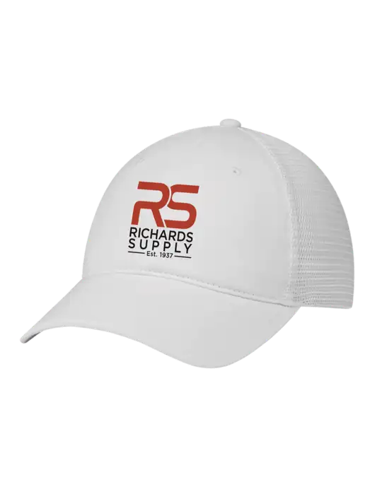 Richardson 111 Garment Washed Trucker Cap White w/White Mesh w/Richards Supply Logo