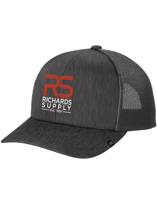 TravisMathew Very Dark Grey Heather Cruz Trucker Cap w/Richards Supply Logo