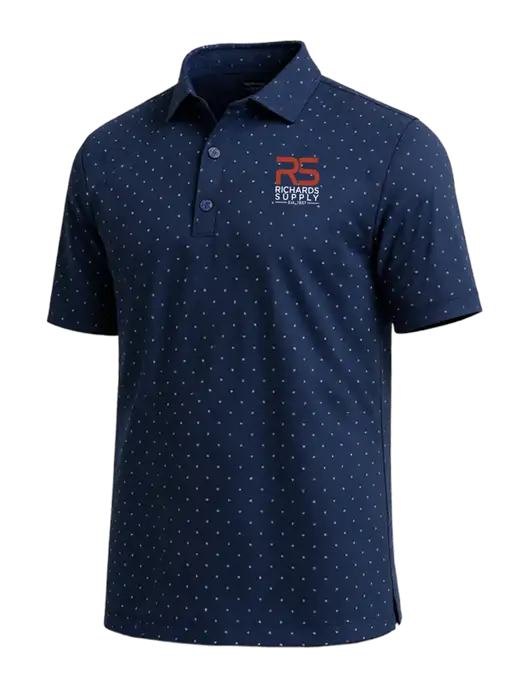 Callaway Micro Chev Dark Navy Print Polo w/Richards Supply Logo