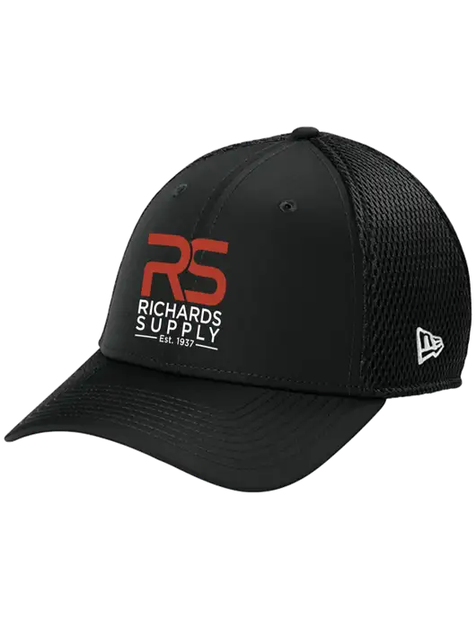 New Era 39THIRTY Performance Stretch Black Mesh Cap w/Richards Supply Logo