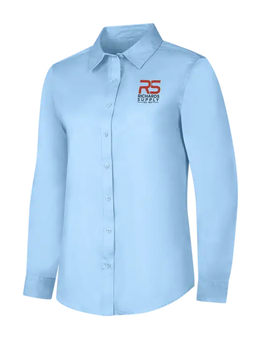 Womens Light Blue Long Sleeve Superpro React Twill Shirt w/Richards Supply Logo