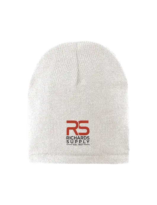 White Fleece-Lined Beanie Cap w/Richards Supply Logo