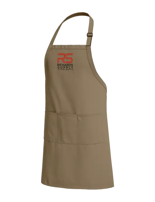Easy Care Extra Long Bib Dark Tan Apron with Stain Release w/Richards Supply Logo