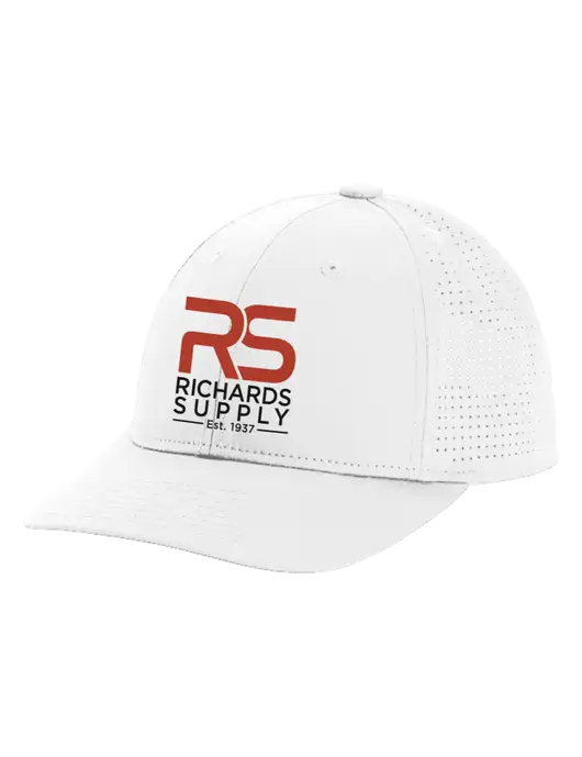 Pro-Cut Structured Snapback with Pinhole Mesh White Cap w/Richards Supply Logo