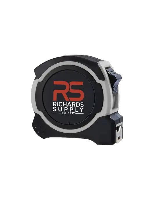 Light Grey and Black Pro Tape Measure, 25'
 w/Richards Supply Logo