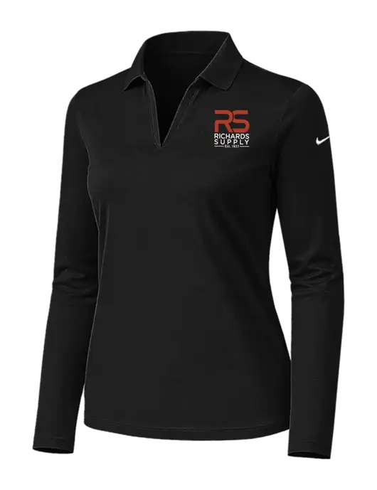 Nike Womens Black Dri-FIT Micro Pique 2.0 Long Sleeve Polo w/Richards Supply Logo