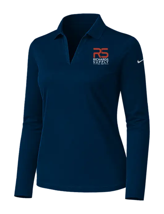 Nike Womens Navy Dri-FIT Micro Pique 2.0 Long Sleeve Polo w/Richards Supply Logo