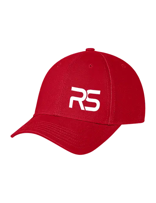 Red Structured Soft Snap Closure Hook & Loop Cap w/Icon Logo