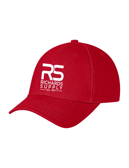 Red Structured Soft Snap Closure Hook & Loop Cap w/Richards Supply Logo