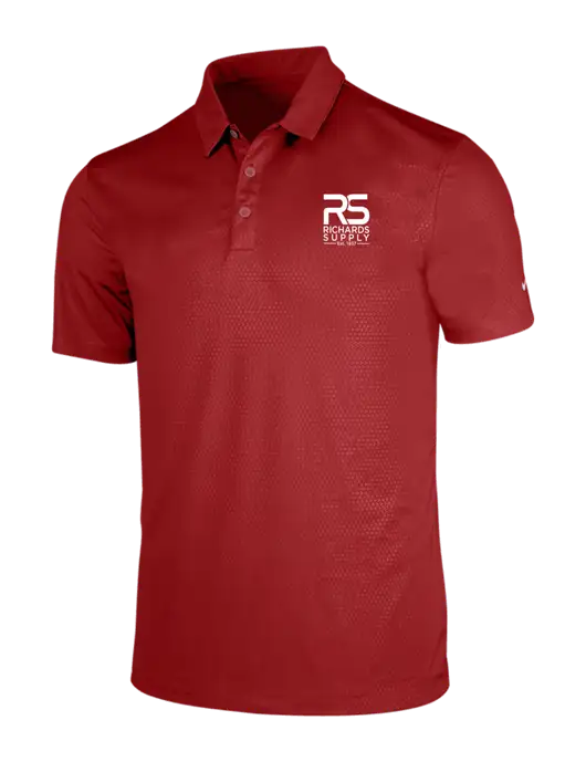 NIKE Red Dri-Fit Embossed Tri-Blade Polo w/Richards Supply Logo