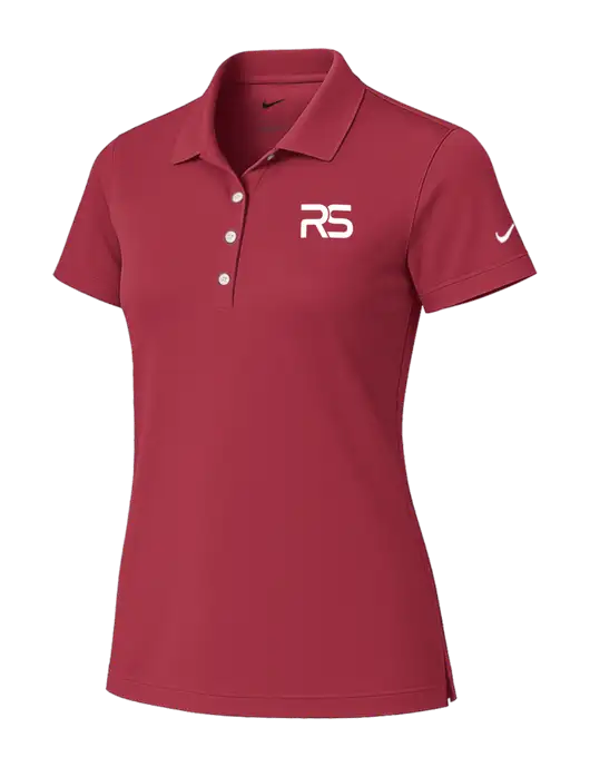 Nike Womens Red Tech Basic Dri-FIT Polo
 w/Icon Logo