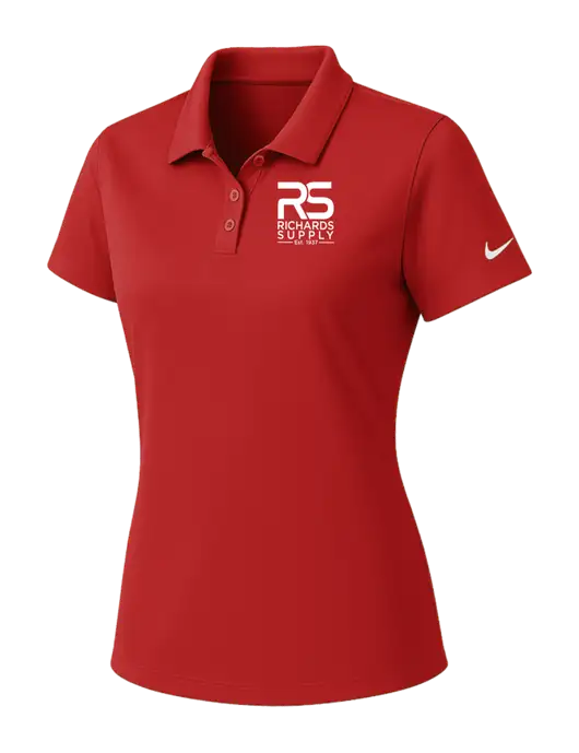 Nike Womens Red Dry Essential Solid Polo w/Richards Supply Logo