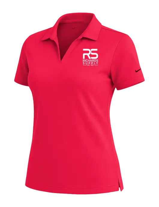 NIKE Red Womens Dri-Fit Micro Pique Polo w/Richards Supply Logo