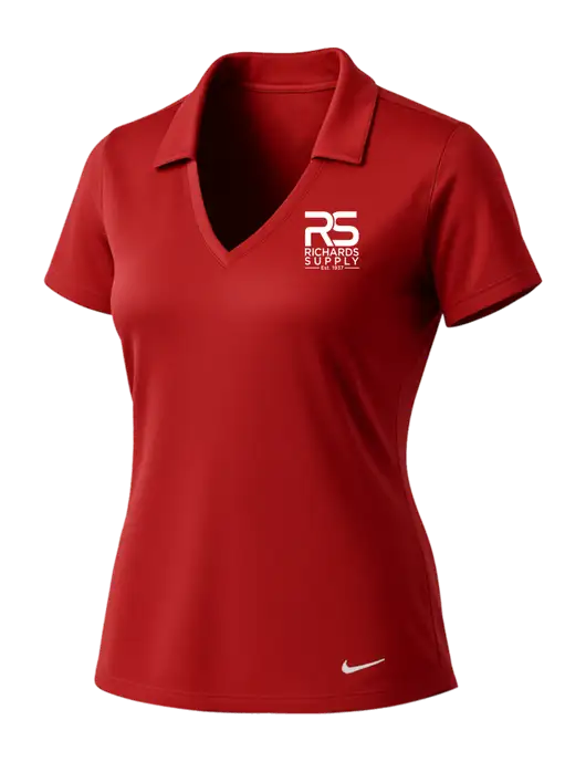 NIKE Red Womens Dri-Fit Vertical Mesh Polo w/Richards Supply Logo