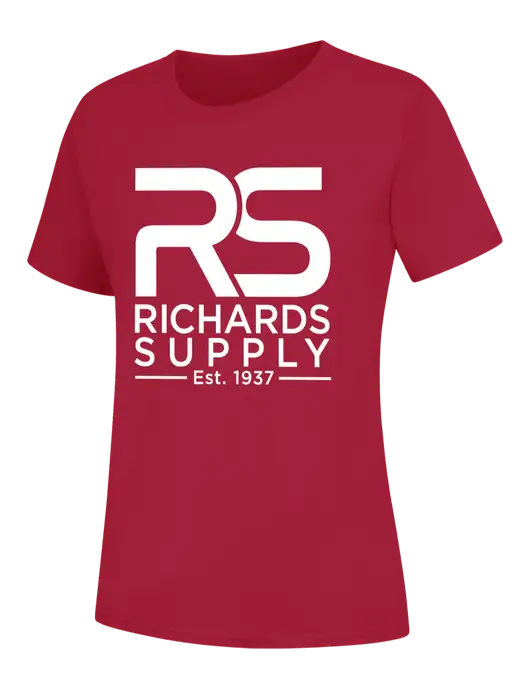 Womens Red Core Blend Tee w/Richards Supply Logo